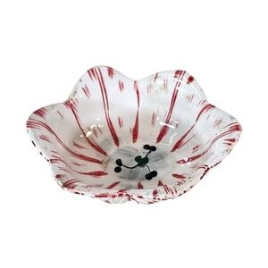 Mottahedeh Design Italy Ceramic Candy Dish Trinket Bowl Red Stripe
